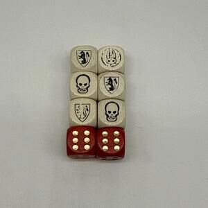 Vintage Hero Quest Replacement Dice 6 White 2 Red Wooden Dice Parts Only 1989/90
